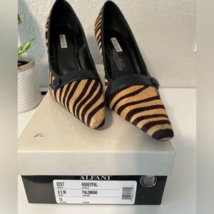 Alfani Tiger Print Heels - Black and Tan